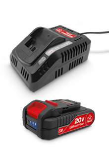 Inclusi nella borsa: - 1 Caricabatteria EU - 1 Batteria 20V 2.0Ah